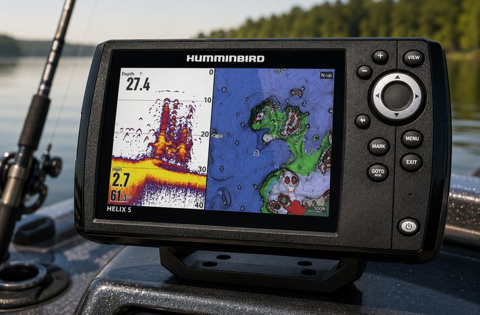 Humminbird Helix 5 CHIRP GPS G3 with sonar and map split-screen